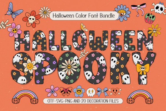 Halloween Spooky: A Font That Blends Cute Ghosts with Vibrant Color