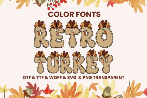 Retro Turkey: The Playful Color Font for Thanksgiving