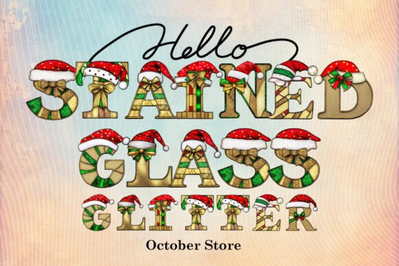 Stained Glass Glitter: A Radiant Alphabet for Festive Design